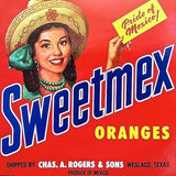 SWEETMEX ORANGES Citrus Fruit Crate Label  