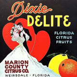 DIXIE DELIGHT Citrus Fruit Crate Label 