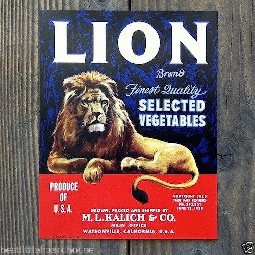 LION Vegetable Crate Label 1950s