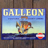 GALLEON LEMON Citrus Crate Box Label 1940s