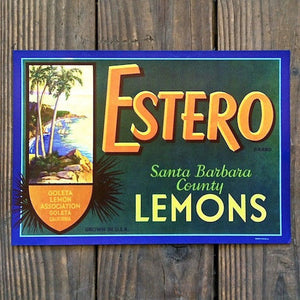 ESTERO LEMONS Citrus Crate Box Label