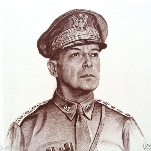 GENERAL DOUGLAS MACARTHUR WWII Military Print 1942