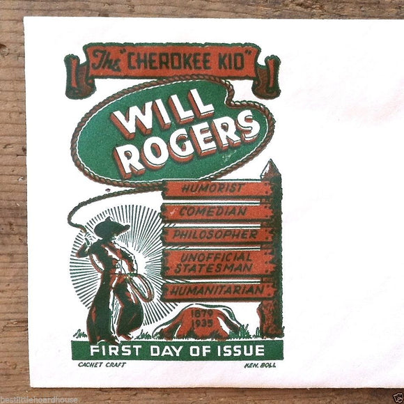 Postal Commemorative Envelope WILL ROGERS 1940s