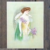 BEAUTY QUEEN Victorian Stone Lithograph Print 1909