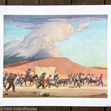 Gold Rush THE TRAIL Ghost Town Lithograph Art Print 1960's