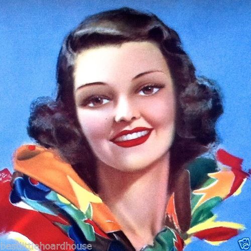SMILE OF BEAUTY Pinup Lithograph Art Print 1940s