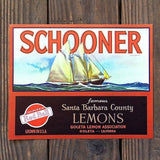 SCHOONER LEMONS Citrus Crate Box Label