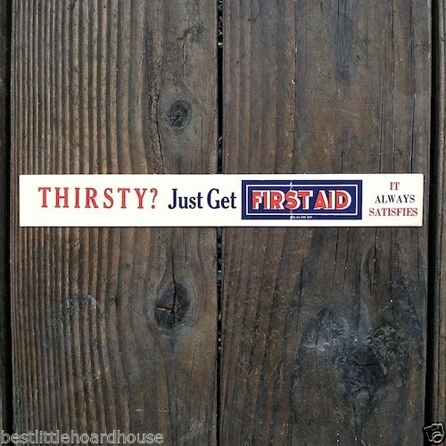 FIRST AID DRINK Store Shelf Sign 1930s 
