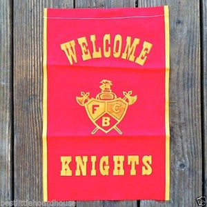 WELCOME KNIGHTS Fraternal Fabric Banner 1920s