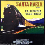 SANTA MARIA CALIFORNIA VEGETABLE Box Crate Label 1950s