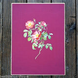 PINK ROSE Flower Art Lithograph Print 1940s