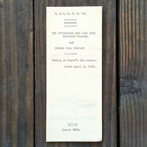 PITTSBURGH LAKE ERIE Railroad Articles Agreement 1900s