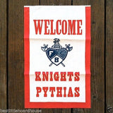 WELCOME KNIGHTS PYTHIAS Fraternal Fabric Banner 1920s