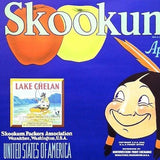 SKOOKUM APPLES Fruit Crate Box Label 1940s