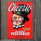 CHEERIO CALIFORNIA VEGETABLES Crate Box Label 1950s