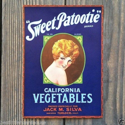 SWEET PATOOTIE VEGETABLES California Crate Label 1920s