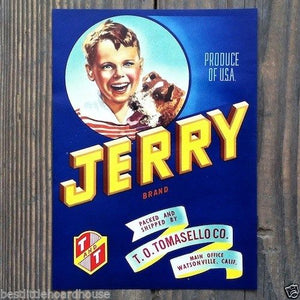 JERRY SELECTED VEGETABLE Crate Box Label 1950s