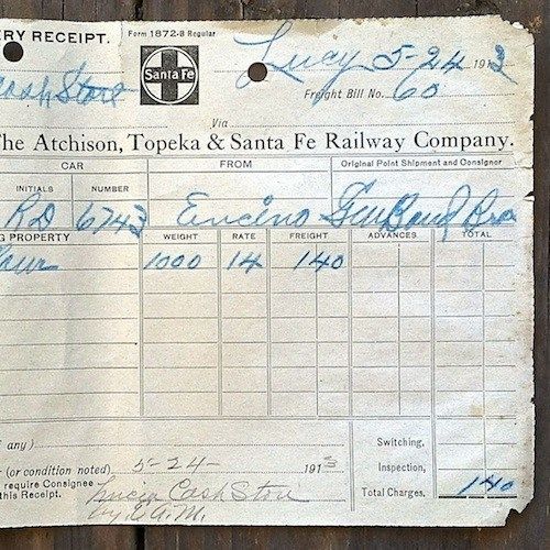 SANTA FE RAILROAD Freight Delivery Receipt 1910s