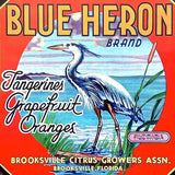 BLUE HERON Citrus Fruit Crate Box Label 1930s 