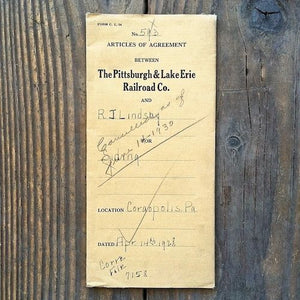 PITTSBURGH LAKE ERIE Railroad ARTICLES OF AGREEMENT 1930s-40s