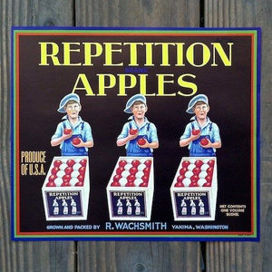 REPETITION APPLES Fruit Crate Box Label 