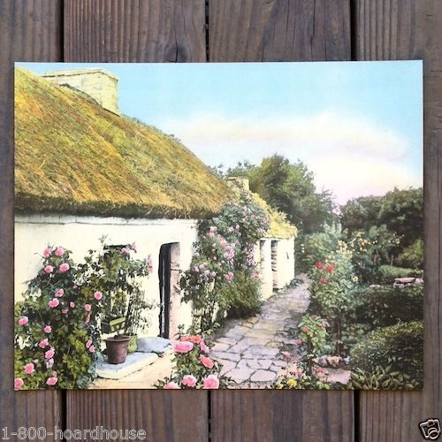 PRIMROSE COTTAGE Wallace Nutting Art Lithograph Print 1940s