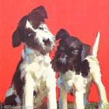 PUZZLED PUPS Art Lithograph Print 1930s