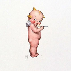 KEWPIE Ice Cream Spoon Art Lithograph Print 1915