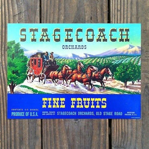 STAGECOACH ORCHARDS Fruit Crate Box Label 
