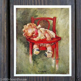 FORTY WINKS Baby Sleeping Highchair Litho Print 1930s