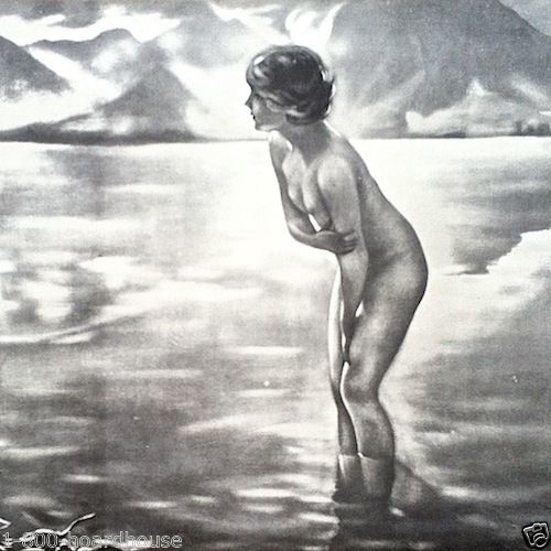 SEPTEMBER MORN Nude Pinup Lithograph Art Print 1920s