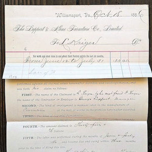 MECHANICS LIEN Paper Document 1880s