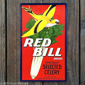 RED BILL Celery Vegetable Box Crate Label 1930s