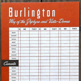 CB&Q BURLINGTON RAILROAD Canasta Game Sheet 1940s