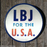 LBJ for the USA Flasher Pinback Pin 1960s