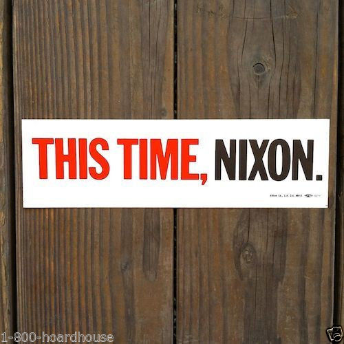 THIS TIME, NIXON Car Campaign Bumper Sticker 1960s
