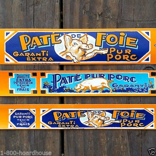 PIG PATE FOIE French Can Label Set 1920s