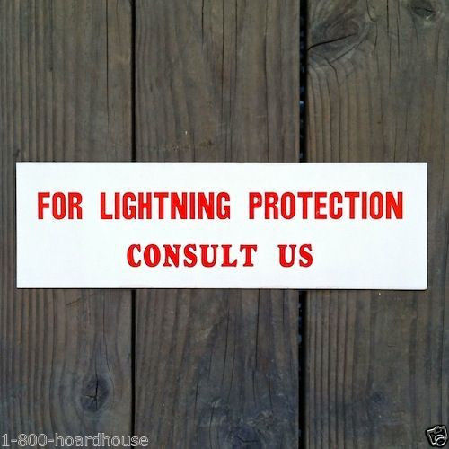 LIGHTNING PROTECTION Cardboard Sign 1930s