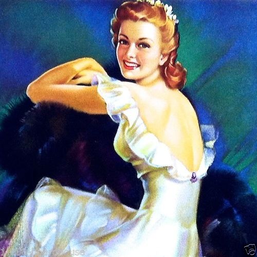 WOMAN FORMAL DRESS Art Lithograph Pinup Print 1940s – BestLittleHoardHouse