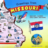 MISSOURI STATE MAP Postcard 1970s