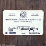 CIVIL DEFENSE HOME-FRONT Membership Card 1950s