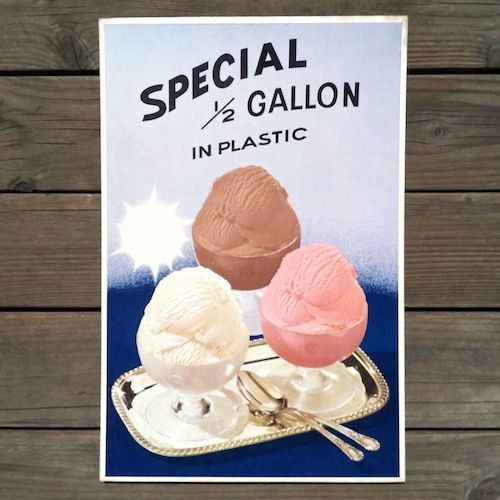 SPECIAL ICE CREAM Diner Cardboard Sign 1950s