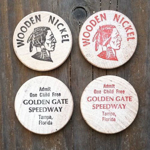 GOLDEN GATE SPEEDWAY Wooden Nickels 1970s