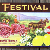 FESTIVAL Red Ball Lemon Crate Box Label 1920s