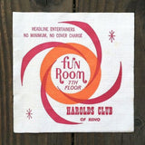 HAROLD'S CLUB FUN ROOM Paper Casino Napkins 1960s