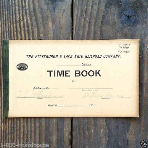 PITTSBURGH RAILROAD Time Employee Record Book 1900s