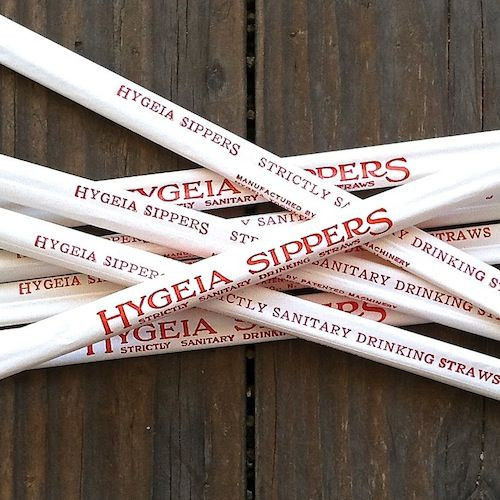 HYGEIA SIPPERS Wrapped Plastic Straws 1950s 