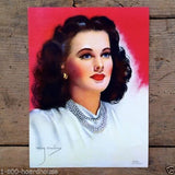 LADY IN PEARLS Pinup Lithograph Print 1940s