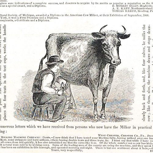 AMERICAN COW MILKER Instructional Phamplet 1867 