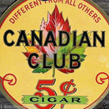 CANADIAN CLUB 5¢ CIGAR Cardboard Sign 1930s